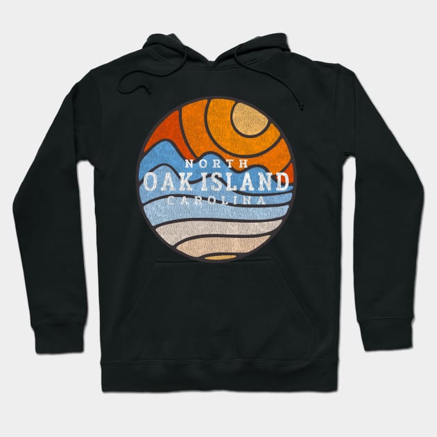 Oak Island, NC Summertime Vacationing Stained Glass Sunrise Hoodie by Contentarama